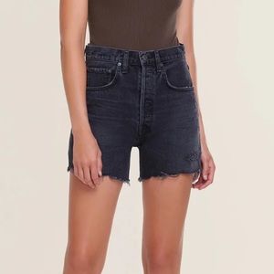 AGOLDE Riley Black Grey Denim Shorts